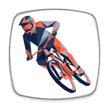 eometrische Origami-Mountainbiker-Polygonkunst - Viereckiger Kühlschrankmagnet - Weiß - Vorne