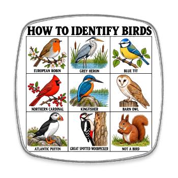 How to Identify Birds Funny Birding Birder Fitted  - Viereckiger Kühlschrankmagnet - Weiß - Vorne