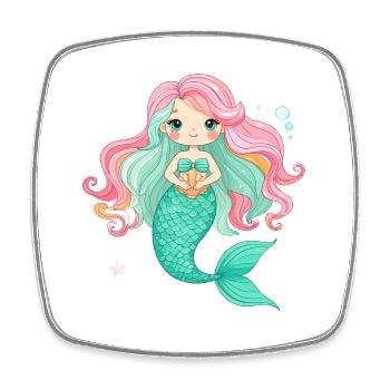 Kawaii Meerjungfrau Rosa Haare Süßes Kinder Shirt - Viereckiger Kühlschrankmagnet - Weiß - Vorne
