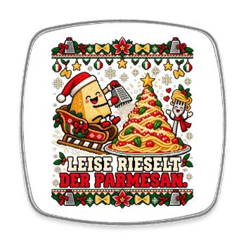 Leise rieselt der Parmesan - Weihnachten - Viereckiger Kühlschrankmagnet - Weiß - Vorne
