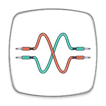 Zwei Klinkenkabel zeichnen eine Stereo-Sinuswelle - Viereckiger Kühlschrankmagnet - Weiß - Vorne