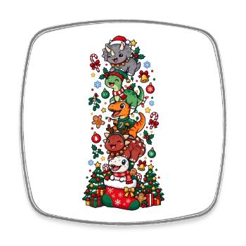 Funny Christmas T-Rex Santa Elf Snowman - Viereckiger Kühlschrankmagnet - Weiß - Vorne