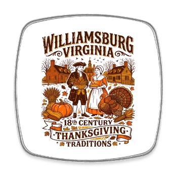 Williamsburg Virginia 18th Century Thanksgiving - Viereckiger Kühlschrankmagnet - Weiß - Vorne