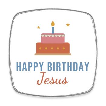 Happy Birthday Jesus – Christmas Cake - Viereckiger Kühlschrankmagnet - Weiß - Vorne