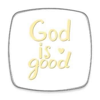 God is Good Heart Typografie - Viereckiger Kühlschrankmagnet - Weiß - Vorne