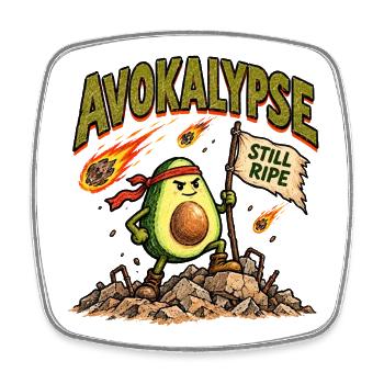 Avocado-Apokalypse immer noch reif, lustiger Food-Krieger - Viereckiger Kühlschrankmagnet - Weiß - Vorne