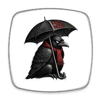 FCK NZS Krähe mit Regenschirm - Rabe gegen Rechts - Viereckiger Kühlschrankmagnet - Weiß - Vorne