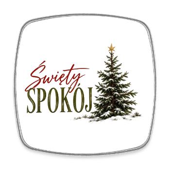 Święty Spokój polnisches Weihnachtsbaumdesign - Viereckiger Kühlschrankmagnet - Weiß - Vorne