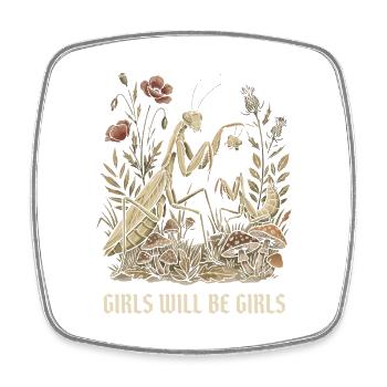 Girls Will Be Girls Gottesanbeterin Betende Mantis - Viereckiger Kühlschrankmagnet - Weiß - Vorne