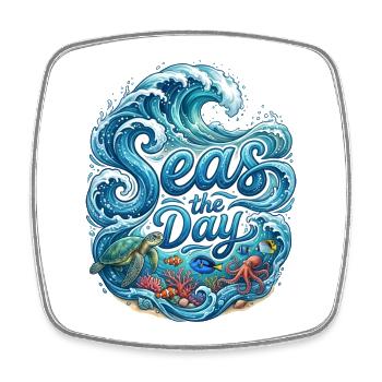 Sea the Day – Meereswellen und Meerestiere Design - Viereckiger Kühlschrankmagnet - Weiß - Vorne