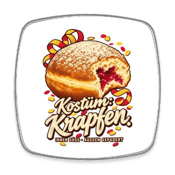 Kostüm Krapfen Fasching - Viereckiger Kühlschrankmagnet - Weiß - Vorne