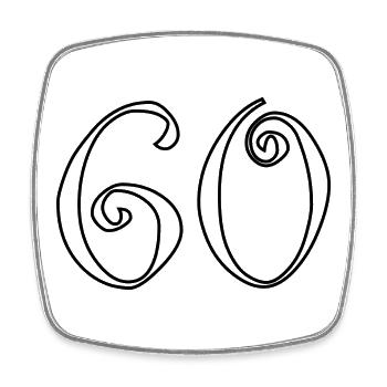 60. 60 JAHRE. 60-JÄHRIGES JUBILÄUM. 60. GEBURTSTAG. - Viereckiger Kühlschrankmagnet - Weiß - Vorne