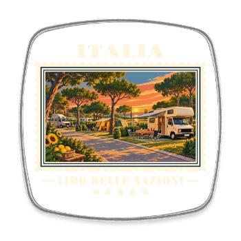 Italien Lido delle Nazioni Camping Vintage Reisema - Viereckiger Kühlschrankmagnet - Weiß - Vorne