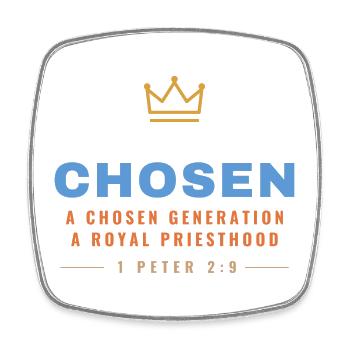 Chosen – 1 Peter 2:9 Royal Priesthood - Viereckiger Kühlschrankmagnet - Weiß - Vorne