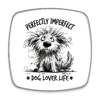 Sketch Furry Dog - Viereckiger Kühlschrankmagnet - Weiß - Vorne