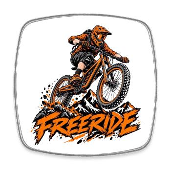Freeride Mountain MTB Graphic - Viereckiger Kühlschrankmagnet - Weiß - Vorne