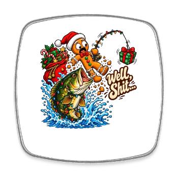 Well Shit Gingerbread Fishing Christmas Bass Humor - Viereckiger Kühlschrankmagnet - Weiß - Vorne