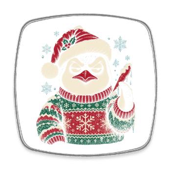 Grumpy Penguin Weihnachtspullover - Viereckiger Kühlschrankmagnet - Weiß - Vorne