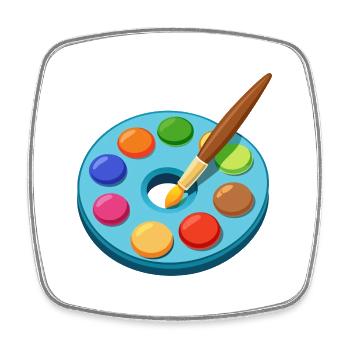 Pinselpalette - Viereckiger Kühlschrankmagnet - Weiß - Vorne