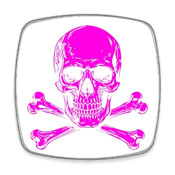 Neon Pink Skull mit Knochenkreuz - Viereckiger Kühlschrankmagnet - Weiß - Vorne
