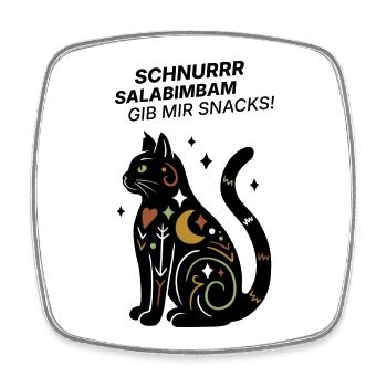 Schnurrrsalabimbam - Gib mir Snacks! - Katze - Viereckiger Kühlschrankmagnet - Weiß - Vorne