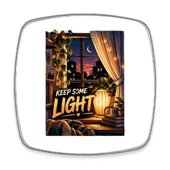 Etwas Licht bewahren – Gemütliche Nachtfensterkunst - Viereckiger Kühlschrankmagnet - Weiß - Vorne