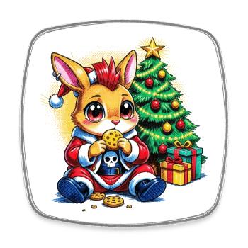 Weihnachtsbunny mit Keksen - Viereckiger Kühlschrankmagnet - Weiß - Vorne