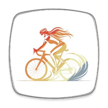 Retro Fahrradfahrerin - Viereckiger Kühlschrankmagnet - Weiß - Vorne