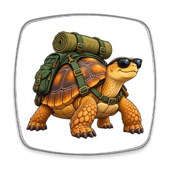 Wandernde Schildkröte - Viereckiger Kühlschrankmagnet - Weiß - Vorne