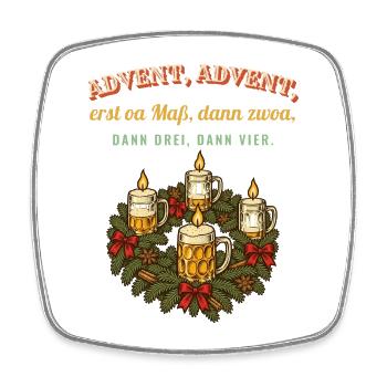 Advent Advent erst oa Maß - Viereckiger Kühlschrankmagnet - Weiß - Vorne