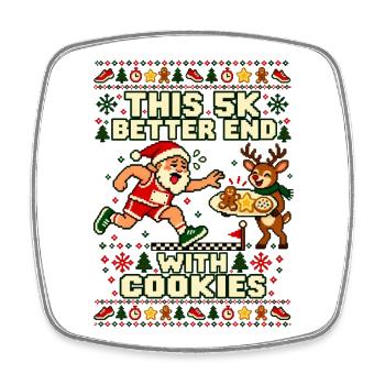 Weihnachten Läufer Joggen Kekse - Viereckiger Kühlschrankmagnet - Weiß - Vorne