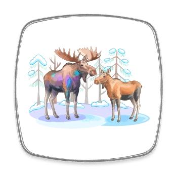 Elch im Winterwald – wilde Natur - Viereckiger Kühlschrankmagnet - Weiß - Vorne