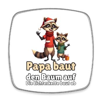 Waschbär-Papa zu Weihnachten - Viereckiger Kühlschrankmagnet - Weiß - Vorne