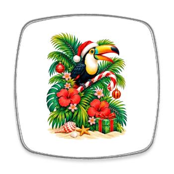Festlicher Tukan im Paradies – tropisches Weihnachten - Viereckiger Kühlschrankmagnet - Weiß - Vorne