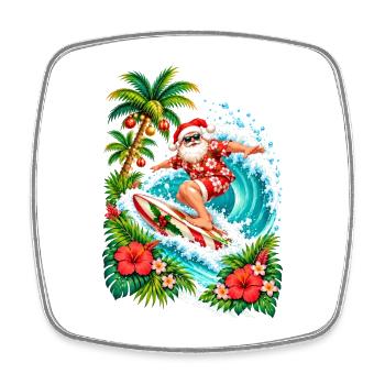 Santa reitet auf den Wellen – Tropisches Surf-Weihnachten - Viereckiger Kühlschrankmagnet - Weiß - Vorne