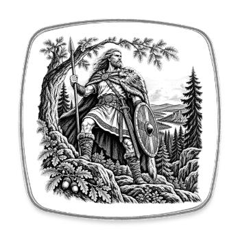 Hermann der Cherusker – Arminius im Eichenwald - Viereckiger Kühlschrankmagnet - Weiß - Vorne