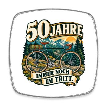 50 Jahre Immer Noch Im Tritt - Viereckiger Kühlschrankmagnet - Weiß - Vorne