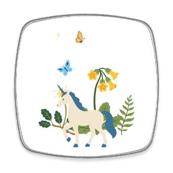 Einhorn Blumen Kinder Fantasieillustration - Viereckiger Kühlschrankmagnet - Weiß - Vorne