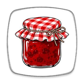 Omas Marmelade – Retro Marmeladenglas - Viereckiger Kühlschrankmagnet - Weiß - Vorne
