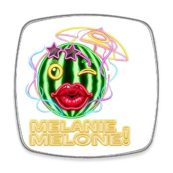 Melanie Melone – Neon Sommer Vibez - Viereckiger Kühlschrankmagnet - Weiß - Vorne