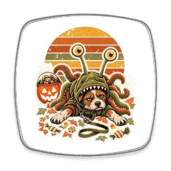 Halloween Hund zu gruselig zum Laufen - Viereckiger Kühlschrankmagnet - Weiß - Vorne