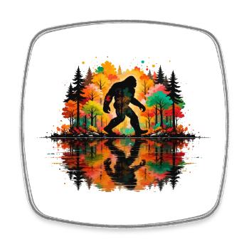 Bigfoot, Wald, Wandern, Camping, Bäume, Wanderer - Viereckiger Kühlschrankmagnet - Weiß - Vorne