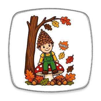 EG Herbst Männlein Tannenzapfen Kind Eicheln Wald - Viereckiger Kühlschrankmagnet - Weiß - Vorne