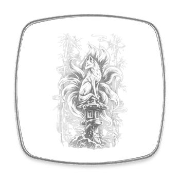 Japanese Kitsune – Nine-Tailed Fox Spirit - Viereckiger Kühlschrankmagnet - Weiß - Vorne