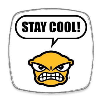 Stay Cool! (Ruhe Bewahren! / Lustig / POS 3C Gold) - Viereckiger Kühlschrankmagnet - Weiß - Vorne