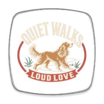 Quiet Walks Loud Love Retro Hundeliebhaber - Viereckiger Kühlschrankmagnet - Weiß - Vorne