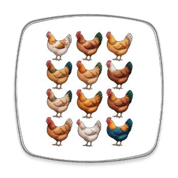 Lebendiges Hennen-Mosaik-Huhn - Viereckiger Kühlschrankmagnet - Weiß - Vorne