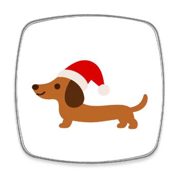 Dackel mit Weihnachtsmütze - Viereckiger Kühlschrankmagnet - Weiß - Vorne