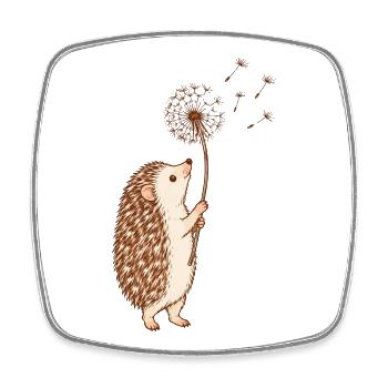  Igel Hält Löwenzahn Und Wünscht Sich Eine - Viereckiger Kühlschrankmagnet - Weiß - Vorne
