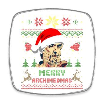 Archimedes Merry Archimedmas - Viereckiger Kühlschrankmagnet - Weiß - Vorne
